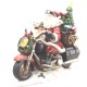 CARILLON SUONO E LUCI BABBO NATALE SU MOTO 30X27X14CM IN VETRORESINA COLORI NATALIZI ANTICATI TOP QUALITY CON SCATOLA