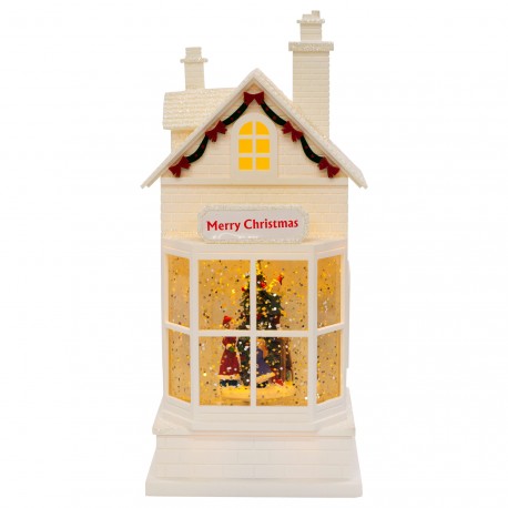 PALLA DI NEVE CASA TOY SHOP CARILLON SUONO E LUCI IL NEGOZIO BIANCO DI BABBO NATALE 26X12,5X10CM TOP QUALITY CON SCATOLA