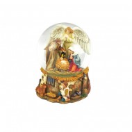 PALLA DI NEVE CARILLON PRESEPE ANGELO MELODIA SILENT NIGHT E GIRA 20X16CM CAR.MANUALE TOP QUALITY IL MONDO DI CARILLON