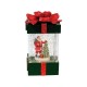 PALLA DI NEVE MUSICA E LUCI BABBO NATALE NELLA SCATOLA REGALO FIOCCO ROSSO 20X10X10CM A BATTERIE TOP QUALITY CON SCATOLA