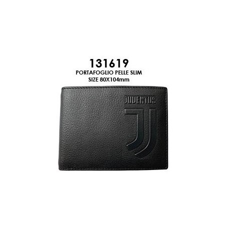 PORTAFOGLIO FC JUVENTUS NERO VERA PELLE11X9XX1,5CM 2 ANTE PORTASPICCI.PRODOTTO UFFICIALE OFFICIAL PRODUCT IMMA SPA ITALY