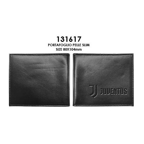 PORTAFOGLIO FC JUVENTUS IN VERA PELLE 11X9XX1,5CM 2 ANTE SCATOLATO PRODOTTO UFFICIALE OFFICIAL PRODUCT IMMA SPA ITALY