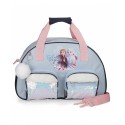 BORSA DA VIAGGIO TRUST YOUR JOURNEY FROZEN DISNEY 45X28X22CM CON TRACOLLA 2 TASCHE CON ZIP E PAILLETTES + PORTACHIAVI