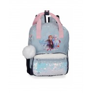 ZAINETTO TRUST YOUR JOURNEY FROZEN DISNEY 23X28X10CM MULTICOLOR TASCA CON ZIP E PALLETTES E PORTACHIAVI 100%POLIES