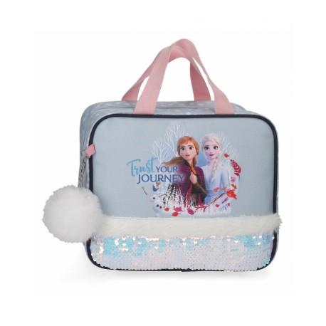 BEAUTY CASE DA VIAGGIO TRUST YOUR JOURNEY FROZEN DISNEY 25X20X11CM MULTICOLOR CON PALLETTES E PORTACHIAVI PELUCHE