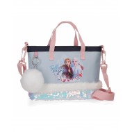 BORSA SHOPPER A TRACOLLA TRUST YOUR JOURNEY FROZEN DISNEY 23X18X6CM MULTICOLOR CON PALLETTES E PORTACHIAVI 100%POLIEST