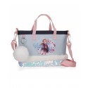 BORSA SHOPPER A TRACOLLA TRUST YOUR JOURNEY FROZEN DISNEY 23X18X6CM MULTICOLOR CON PALLETTES E PORTACHIAVI 100%POLIEST