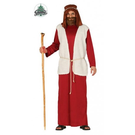 COSTUME PASTORE SAN GIUSEPPE TG.M 48/50 VESTITO COMPL.CUFFIA/TUNICA GILET/CINTURA PER RECITE RELIGIOSE NATALE E PASQUA