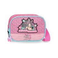 MARSUPIO PINK VIBES MINNIE MOUSE DISNEY ORIGINAL 17X12X6CM 1 ZIP CON APPLICAZIONI PORTACHIAVI INCLUSO