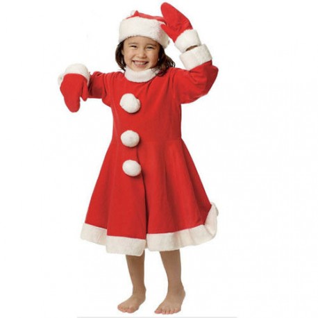 COSTUME BABBO NATALE BIMBA NEONATO 3/4 ANNI VESTITO E CAPPELLO PER TRAVESTIMENTI E SCENE NATALIZIE MAMA NOEL NO ACCESSOR