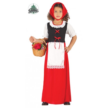 COSTUME OSTE PASTORE BAMBINA 3/4 ANNI VESTITO CARNEVALE ROSSO GREMBIULE E COPRICAPO PER TRAVESTIMENTI NATALIZI NO ACCESS