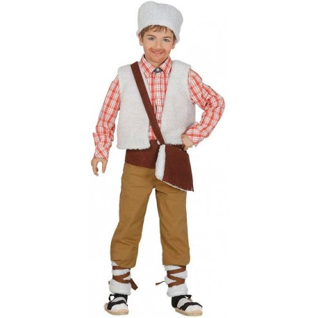 COSTUME PASTORE SAN GIUSEPPE 7/9 ANNI CAPPELLO/GILET/BORSA/FASCIA/C.GAMBE PER RECITE RELIGIOSE NATALE PASQUA NO ACCESSOR