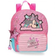 ZAINETTO ASILO 1 ZIP PINK VIBES MINNIE DISNEY ORIGINAL 19X23X8CM UTILE PER GITE E TEMPO LIBERO CON PENDENTE INCLUSO