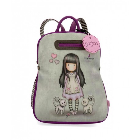 ZAINO DA PASSEGGIO TALL TAILS GORJUSS SANTORO LONDON ORIGINAL 31X38X15CM IN ECOPELLE MODA DONNA RAGAZZA E BAMBINA