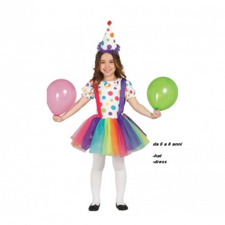 VESTITO CARNEVALE CLOWN INFANTIL 5/6 ANNI