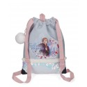 SAGGA GYM ZAINETTO TEMPO LIBERO TRUST YOUR JOURNEY FROZEN DISNEY 30X40CM 1 TASCA CON PAILLETTES + PORTACHIAVI POMPOM