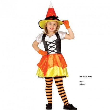 VESTITO CARNEVALE STREGA INFANTIL 5/6 ANNI