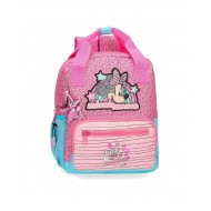 ZAINETTO ASILO PINK VIBES MINNIE DISNEY 23X28X10CM MULTICOLOR CON PORTACHIAVI E FASCIA PER AGGANCIO AL CARRELLINO