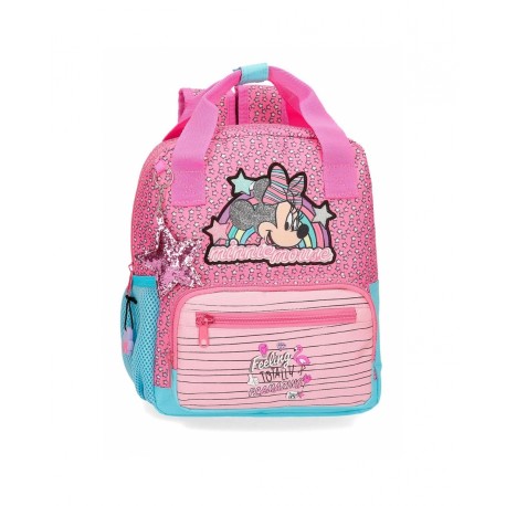 ZAINETTO ASILO PINK VIBES MINNIE DISNEY 23X28X10CM MULTICOLOR CON PORTACHIAVI E FASCIA PER AGGANCIO AL CARRELLINO