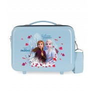 BEAUTY DA VIAGGIO RIGIDO ABS AZZURRO FROZEN TRUST JOUR JOURNEY DISNEY ORIGINAL 29X21X5CM CON FASCIA AGGANCIO AL TROLLEY