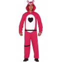 COSTUME CARNEVALE ORSO ROSA UOMO TG.L TUTA CON CAPUCCIO PER TRAVESTIMENTI E SCENE ATEMA VIDEOGIOCHI FORTNITE NO ACCESS.