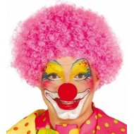 PARRUCCA CLOWN RICCIA ROSA PER TRAVESTIMENTI DI CARNEVALE FESTE PARTY SCENE E SPETTACOLI A TEMA CIRCO PAGLIACCIO BUFFONE