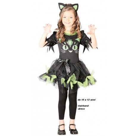 VESTITO CARNEVALE GATTINA NERA 10/12 ANNI