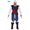 COSTUME VESTITO EZIO MERCENARIO ASSASSINO TG.L PER TRAVESTIMENTI DI CARNEVALE FILM MEDIEVAL ABITO BLUE WHITE B NO ACCESS