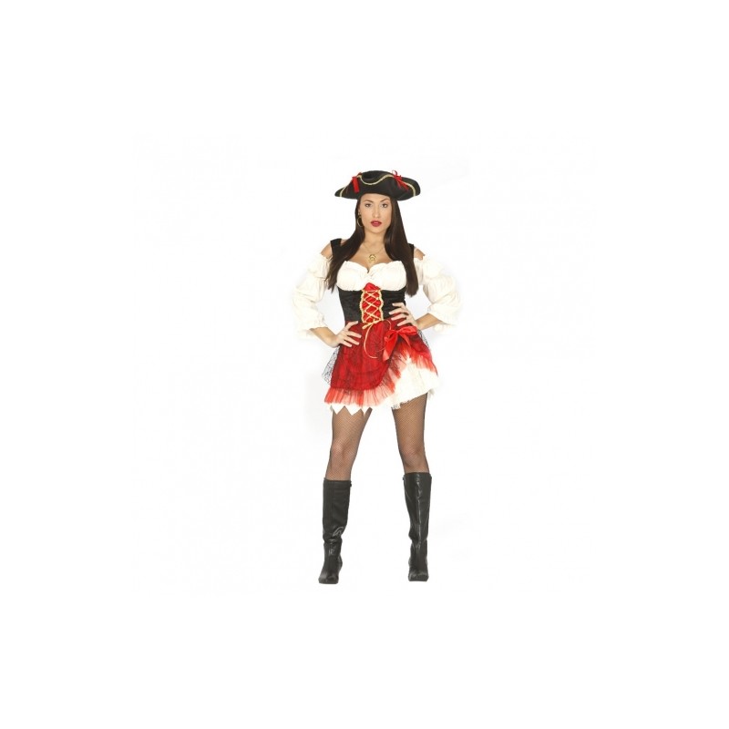 COSTUME CARNEVALE PIRATA DONNA TG.S VESTITO COMPLETO DI CAPPELLO