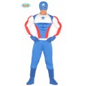 COSTUME SUPEREROE VESTITO TG.52/54E MASCHERA PER TRAVESTIMENTI DI CARNEVALE A TEMA SUPERUOMO CAPITAN AMERICA NO ACCESSOR