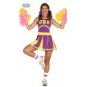 COSTUME CARNEVALE POM POM CHEERLEADER TAGL.M36/38 PER TRAVESTIMENTI INTRATTENIMENTI DA STADIO SOLO VESTITO NO ACCESSORI