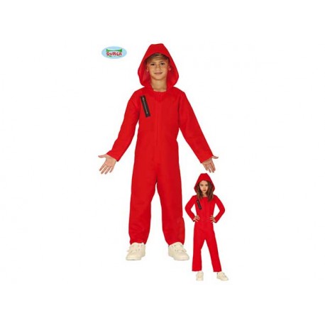 VESTITO RAPINATORE DI BANCA LA CASA DI CARTA 5/6 ANNI COSTUME CARNEVALE TUTA ROSSA CON CAPUCCIO CASA DE PAPEL NO ACCESS