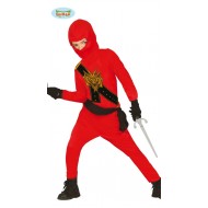 VESTITO CARNEVALE NINJA GUERRIERO GIAPPONESE 10/12 ANNI COSTUME COMPLETO CAPUCCIO/CAMICIA/PANTALONI/CINTURE NO ACCESSOR