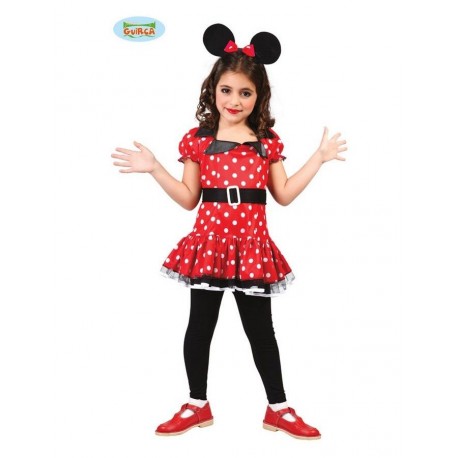 COSTUME CARNEVALE E FESTE VARIE TOPOLINA MINNIE RATONCITA 5 6 ANNI VESTITO CERCHIETTO ORECCHIE CINTURA COD
