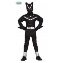 COSTUME CARTEVALE PANTERA NERA 10/12 ANNI TUTA CON CAPUCCIO E MANTELLO VESTITO SUPEREROE BLACK PANTHER NO ACCESSORI