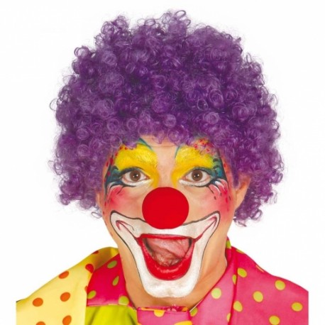 PARRUCCA RICCIA VIOLA PAGLIACCIO CLOWN PER TRAVESTIMENTI DI CARNEVALE E SPETTACOLI VARI DA CIRCO