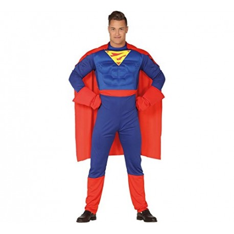 COSTUME CARNEVALE SUPEREROE TG.M VESTITO COMPL.TUTA IMBOTTITA CON MANTELLO PER TRAVESTIMENTI A TEMA SUPERMAN NO ACCESSOR