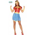 COSTUME CARNEVALE SUPEREROINA PER TRAVESTIMENTI A TEMA WONDER WOMAN TG.S36/38VESTITO CINTURA DIADEMA POLSINI NO ACCESS