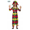 COSTUME CARNEVALE ARLECCHINO BAMBINA 7/9 ANNI VESTITO GIULLARE COMPLETO DI CAPPELLO E CINTURA ARLECCHINA NO ACCESSORI