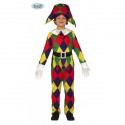 COSTUME CARNEVALE ARLECCHINO BAMBINO 7/9 ANNI VESTITO COMPLETO CAPPELLO/CAMICIA/PANTALONI/CINTURA HARLEQUN NO ACCESSORI