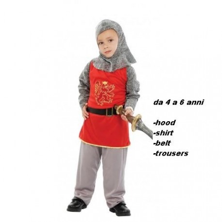 VESTITO CARNEVALE GUERRIERO FEUDALE 4/6 ANNI