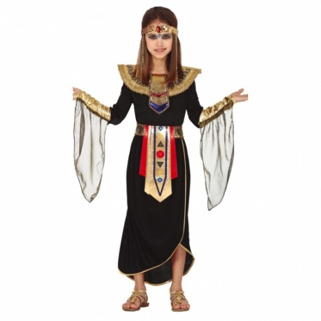 COSTUME CARNEVALE EGIZIANA CLEOPATRA 7/9 ANNI VESTITO COPRICOLLO