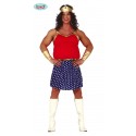 VESTITO CARNEVALE SUPEREROI COSTUME WONDER WOMAN UOMO TG.M FAT HEROIN COMPLETO DI DIADEMA/TOP/POLSINI/GONNA NO ACCESSORI