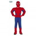 COSTUME CARNEVALE SUPEREROE 5/6 ANNI VESTITO E CAPUCCIO PER TRAVESTIMENTI A TEMA UOMO RAGNO SPIDERMAN NO ACCESSORI