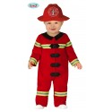 COSTUME CARNEVALE POMPIERE VIGILE DEL FUOCO BAMBINO NEONATO 6/12 MESI VESTITO COMPLETO TUTA E CAPPELLO NO ACCESSORI