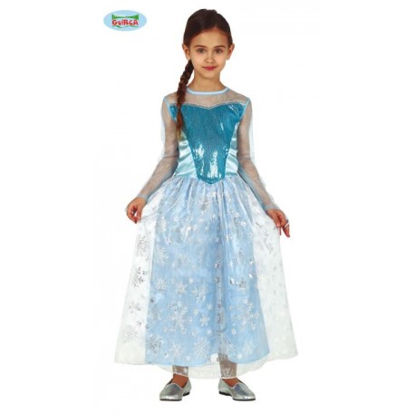 COSTUME CARNEVALE REGINA DELLA NEVE VESTITO BIMBA 5/6 ANNI PER TRAVESTIMENTI FIABA PRINCIPESSA ELSA FROZEN NO ACCESSORI