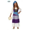 COSTUME CARNEVALE ZINGARA GITANA CARTOMANTE CHIROMANTE MAGA 10/12 ANNI VESTITO E COPRICAPO GYPSY ABITO NO ACCESSORI