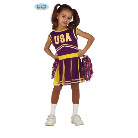 COSTUME CHEERLEADER RAGAZZA POM POM 3/4 ANNI VESTITO PER TRAVESTIMENTI E SPETTACOLI VARI DA STADIO O STRADA NO ACCESSORI