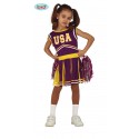 COSTUME CHEERLEADER RAGAZZA POM POM 3/4 ANNI VESTITO PER TRAVESTIMENTI E SPETTACOLI VARI DA STADIO O STRADA NO ACCESSORI