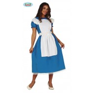 COSTUME CARNEVALE BLUE LITTLE GIRL VESTITO CON GREMBIULE TG.M 38/40 A TEMA ALICE NEL PAESE DELLE MERAVIGLIE NO ACCESSOR